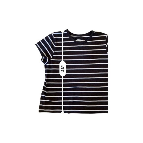 charcoal and gray striped ladies short sleeve casual top round neck XXL - Picture 7 of 7